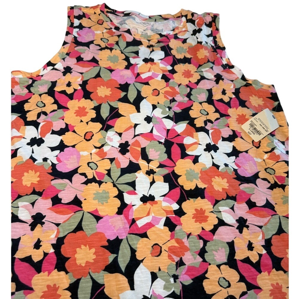 St Johns Bay Womens XL Multi Floral Sleeveless Cotton Shift Dress New - Picture 4 of 8
